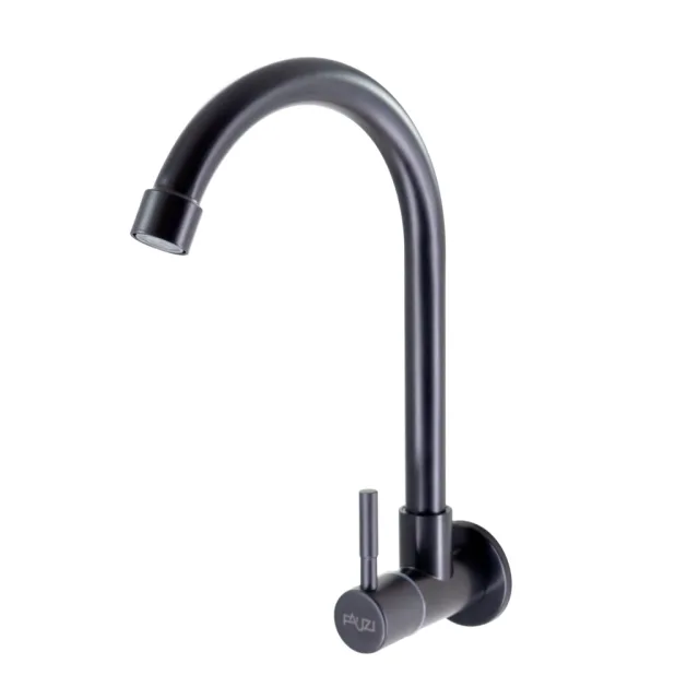 C2.30 Torneira Cozinha Parede Bica Móvel Preta